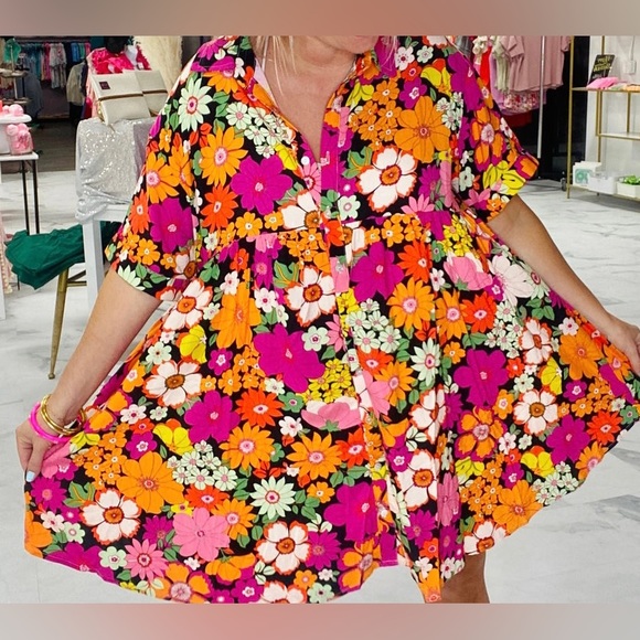 Retro Floral Dress - M - Picture 2 of 4
